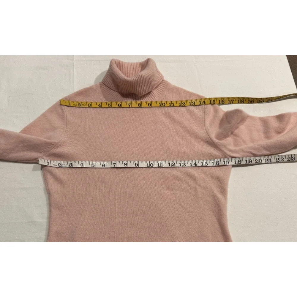 Vintage El Daws Pure Cashmere Turtleneck Womens Sz S w Ruffle Scarf 2 PC Pink
